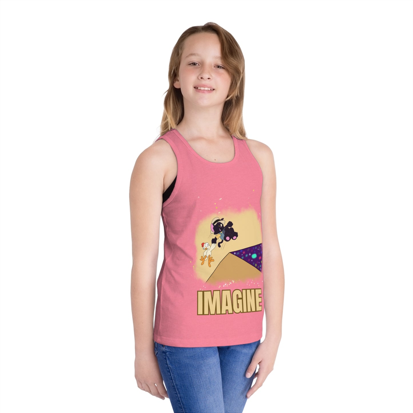Kids' Jersey Tank Top - 'Imagine' Captain Nosey Cat