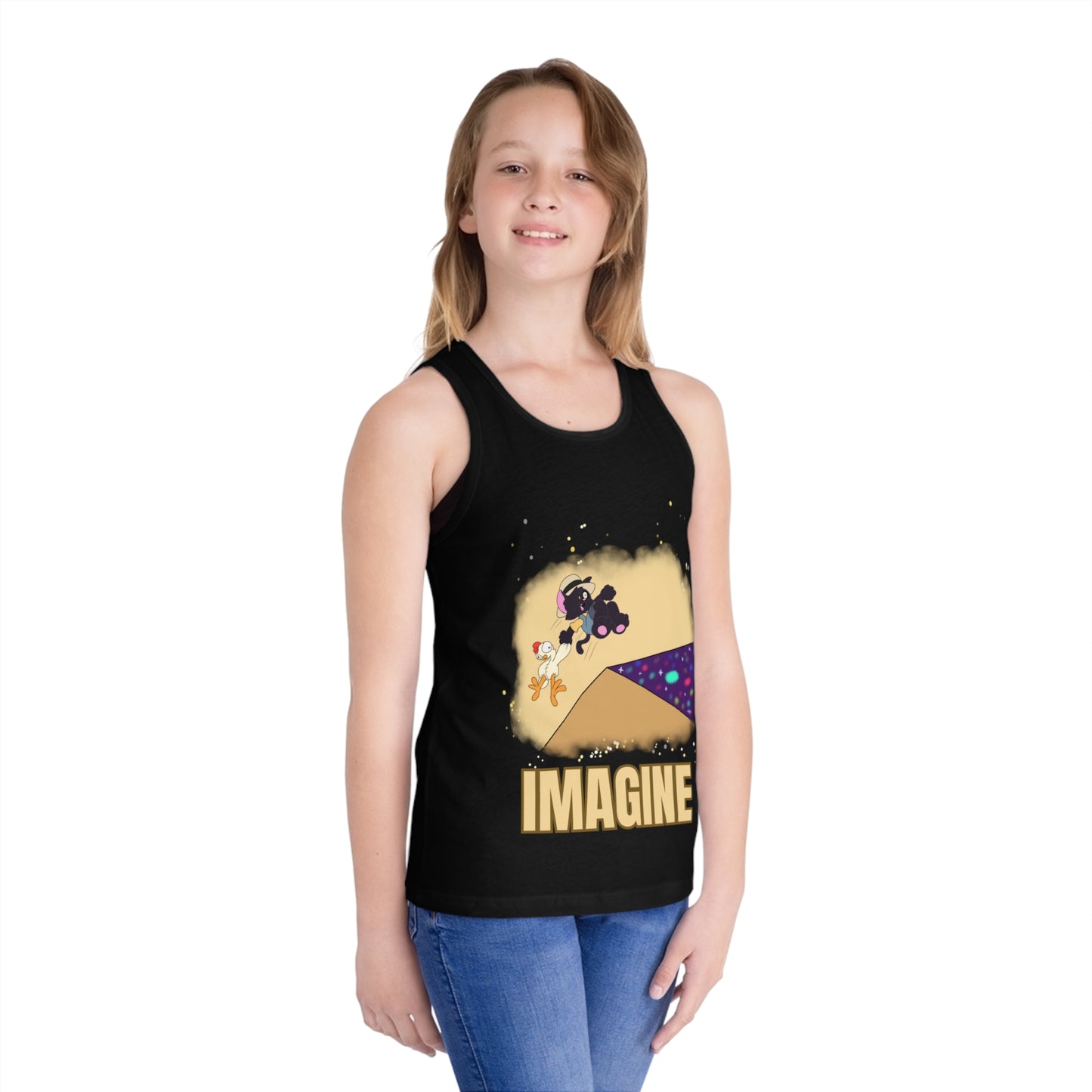 Kids' Jersey Tank Top - 'Imagine' Captain Nosey Cat