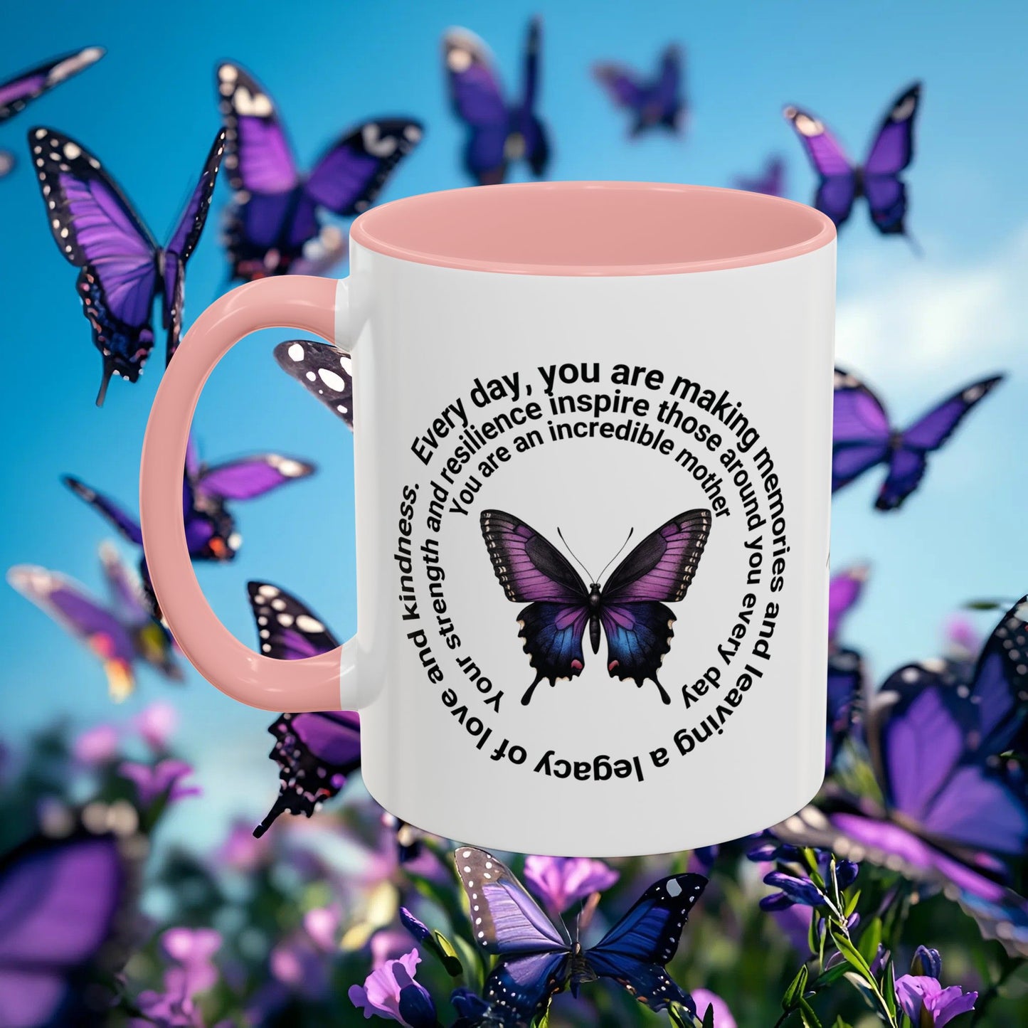 Elegant Butterfly Accent Coffee Mug - Circel Affirmation design for Mom