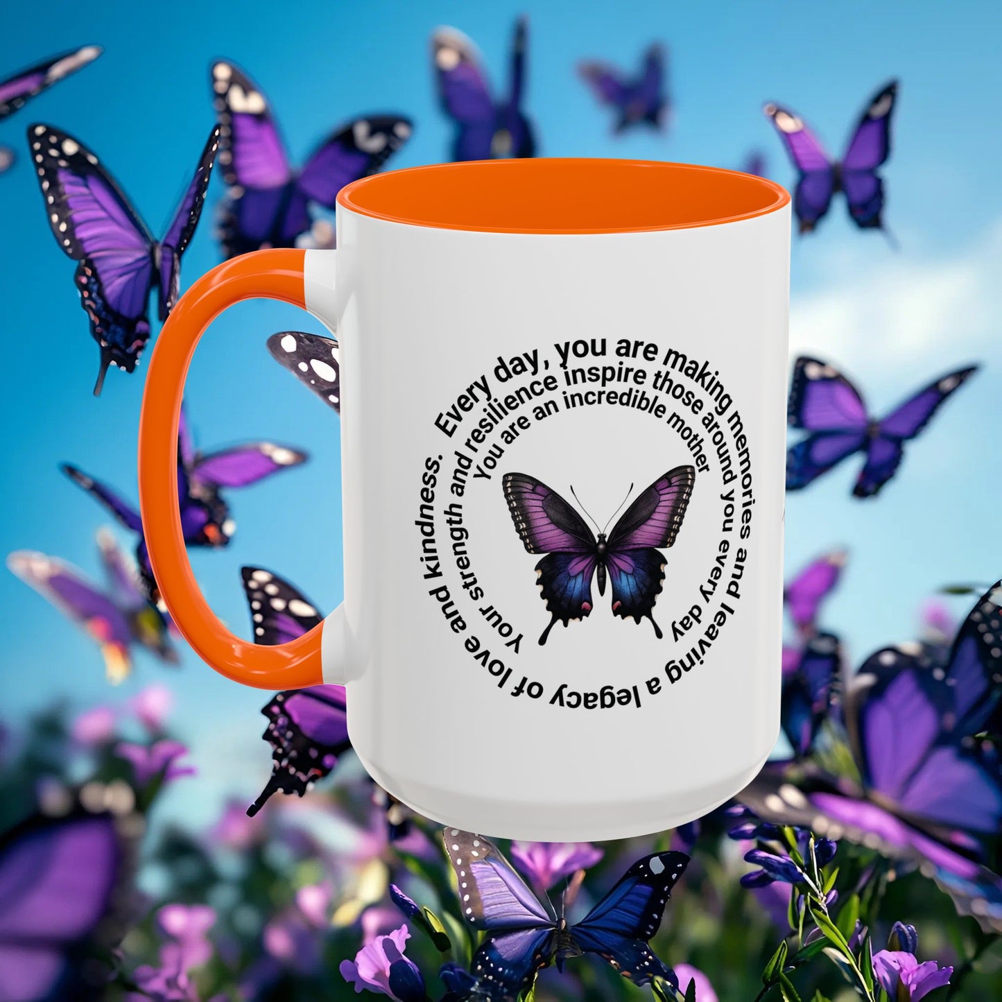 Elegant Butterfly Accent Coffee Mug - Circel Affirmation design for Mom