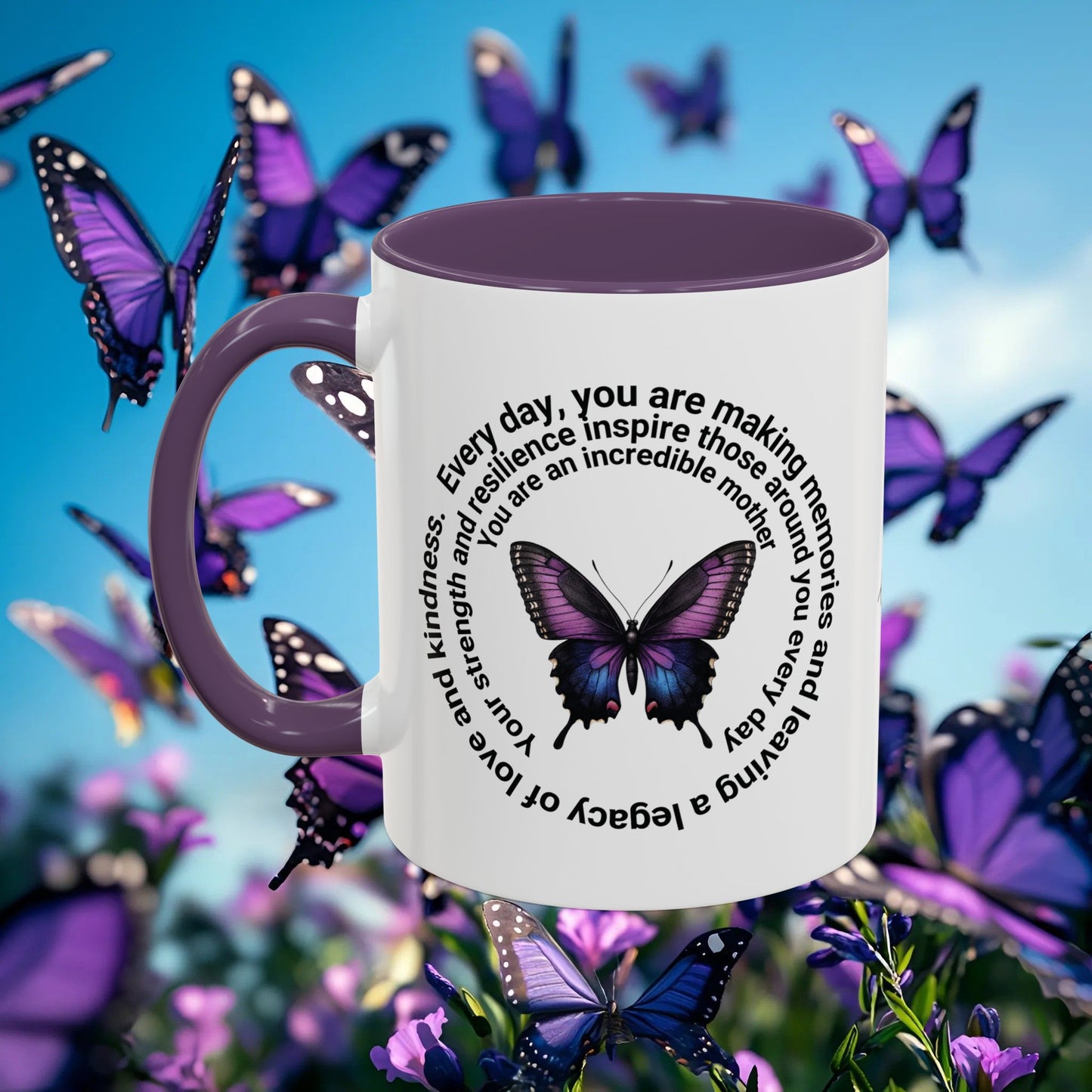 Elegant Butterfly Accent Coffee Mug - Circel Affirmation design for Mom