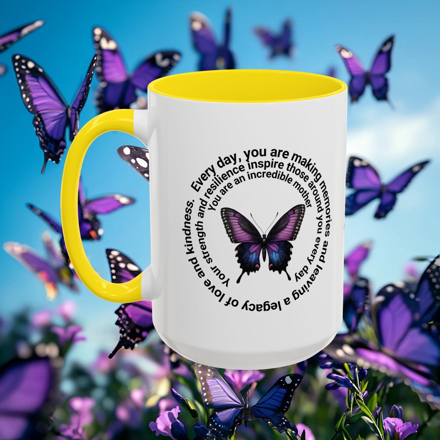 Elegant Butterfly Accent Coffee Mug - Circel Affirmation design for Mom