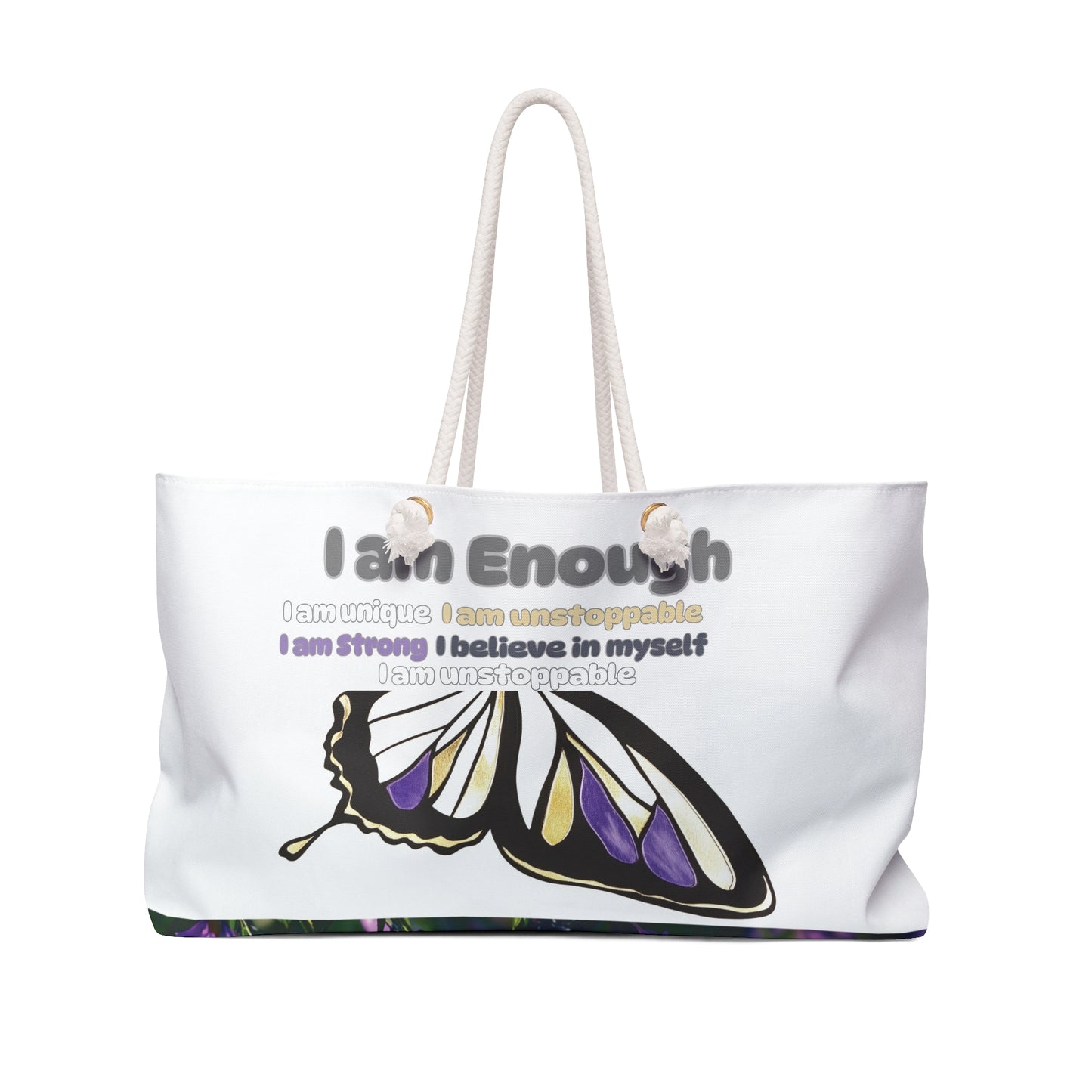 Inspirational Weekender Bag - "I Am Enough" Butterfly Design