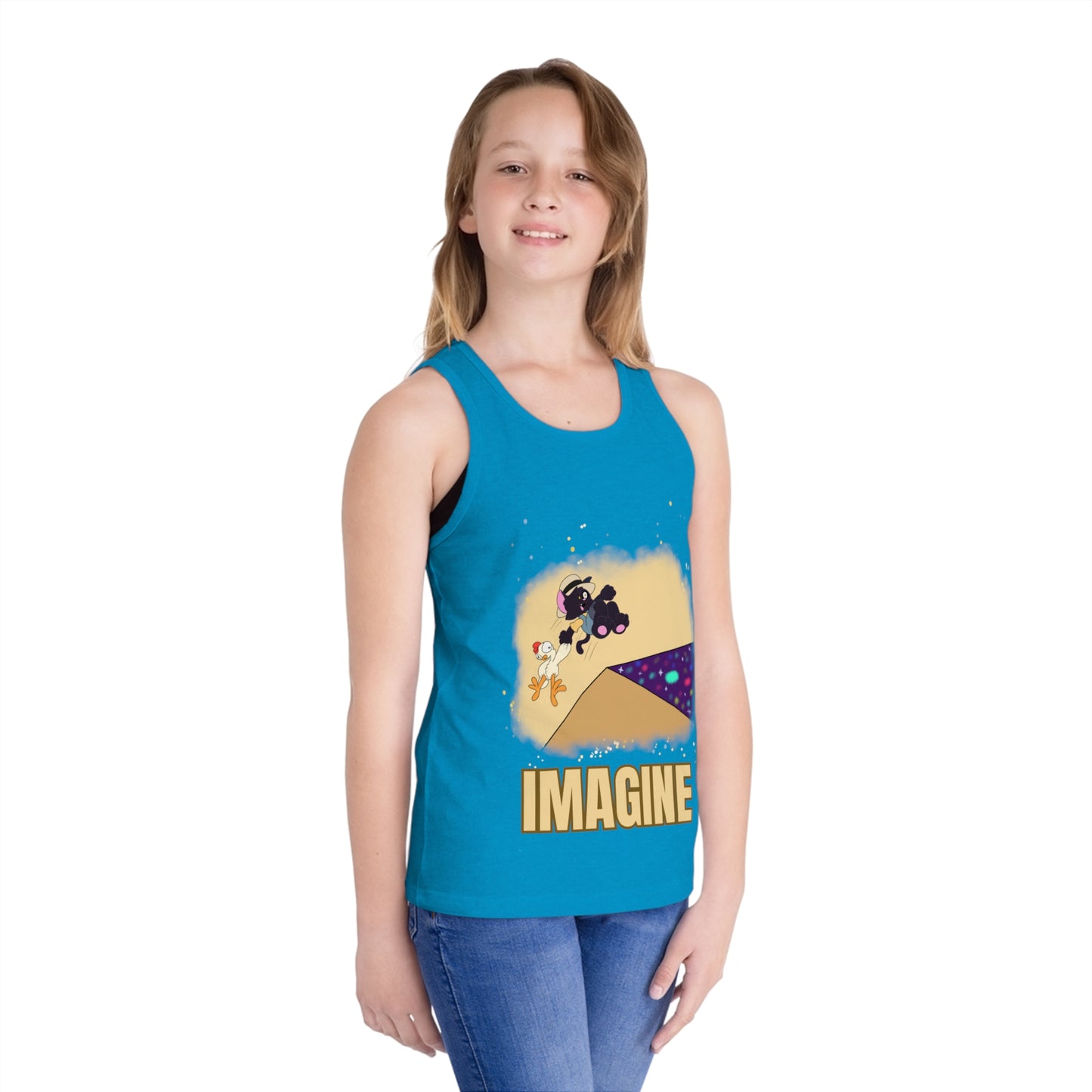 Kids' Jersey Tank Top - 'Imagine' Captain Nosey Cat