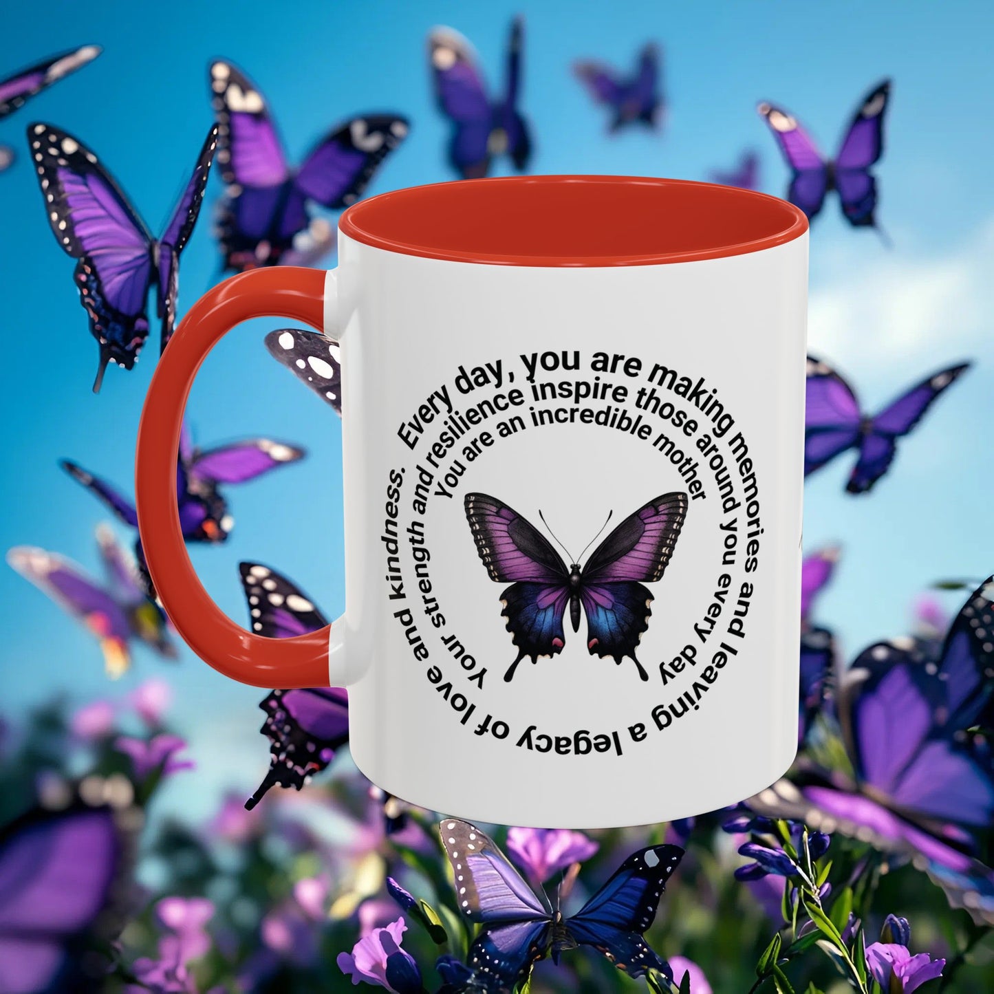 Elegant Butterfly Accent Coffee Mug - Circel Affirmation design for Mom