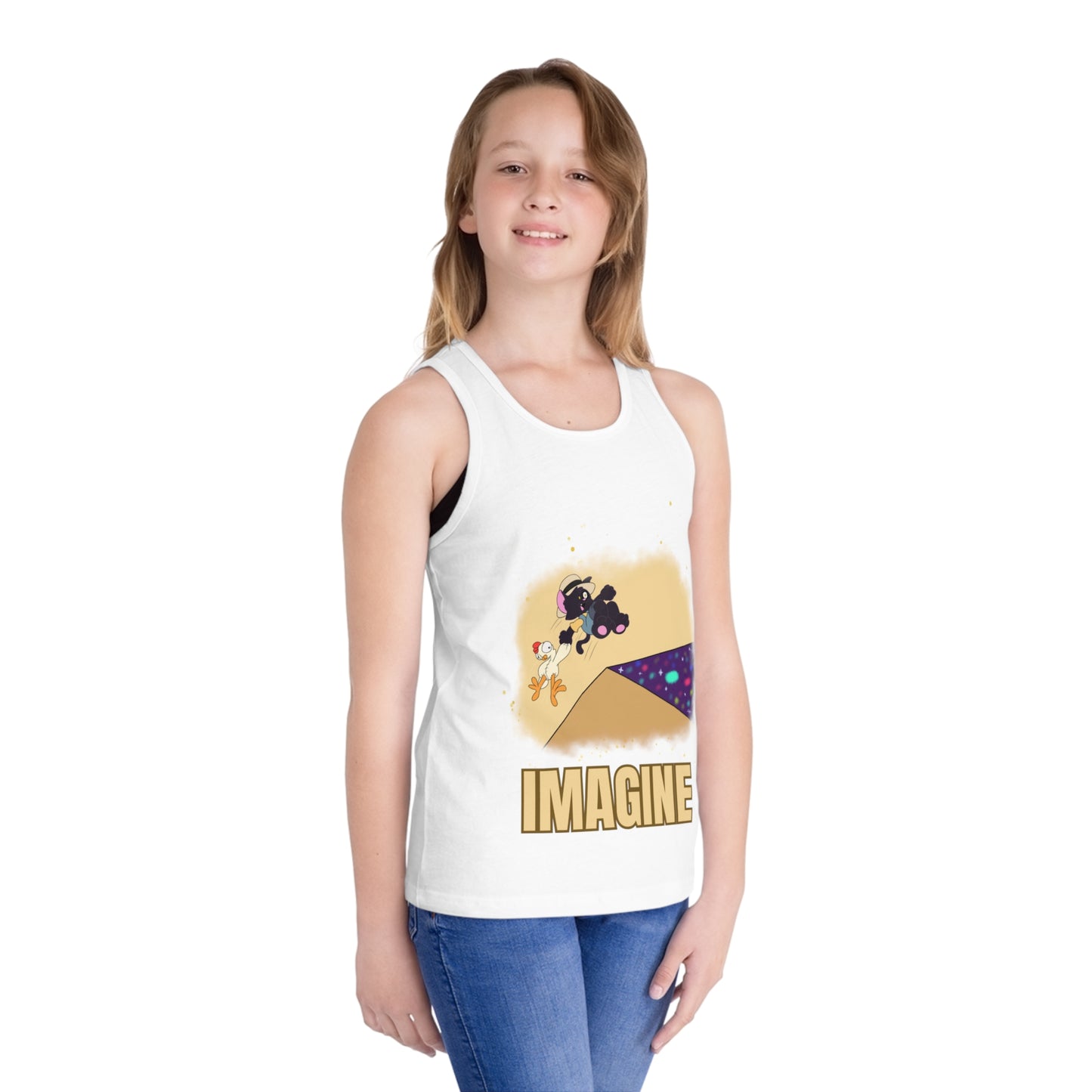 Kids' Jersey Tank Top - 'Imagine' Captain Nosey Cat