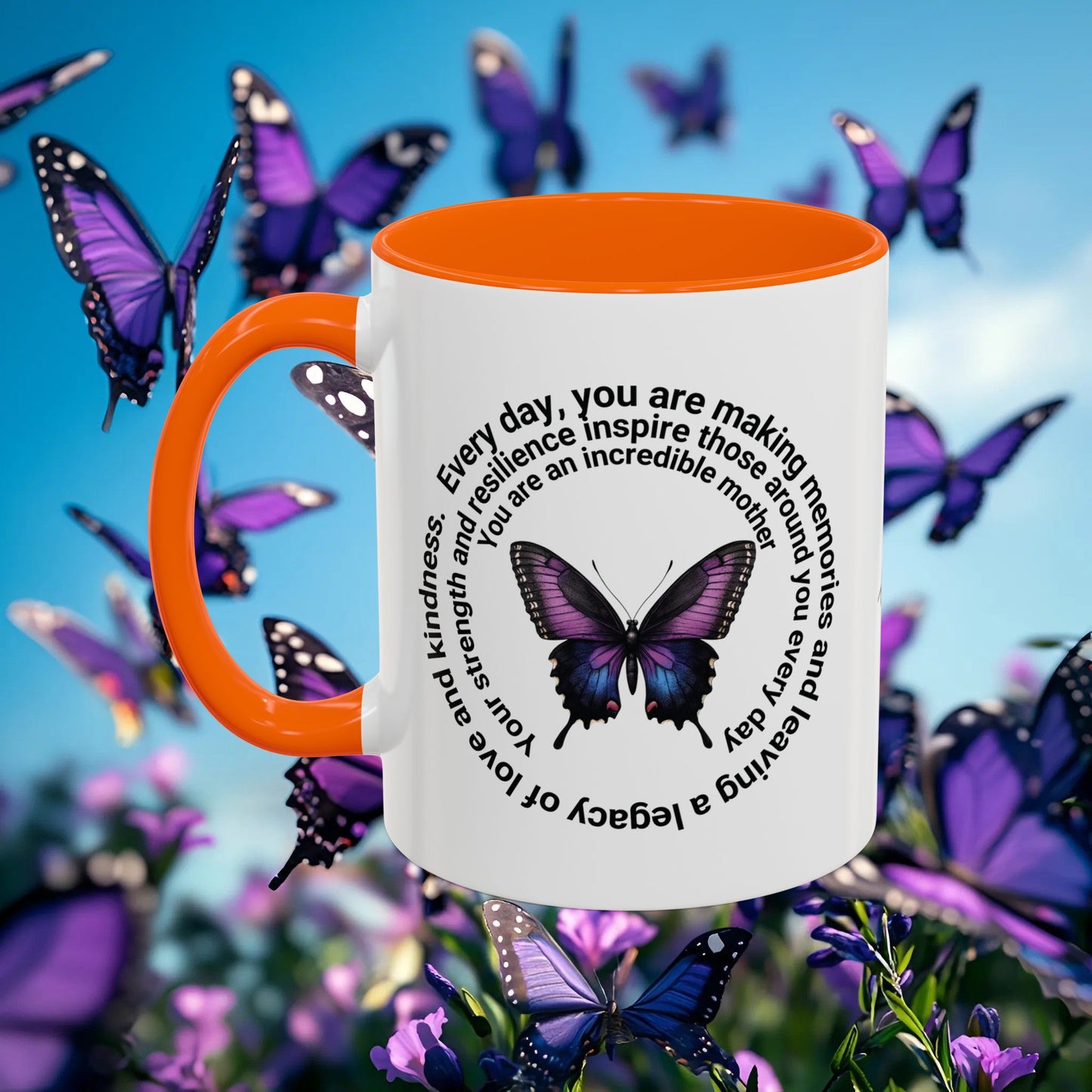 Elegant Butterfly Accent Coffee Mug - Circel Affirmation design for Mom