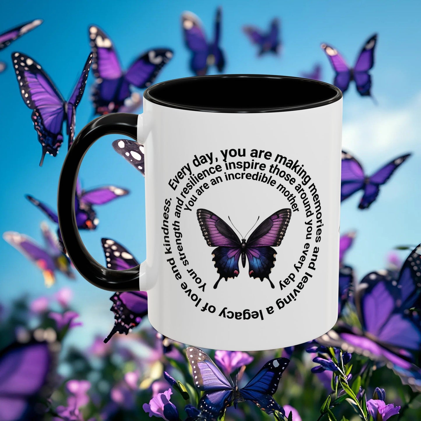 Elegant Butterfly Accent Coffee Mug - Circel Affirmation design for Mom