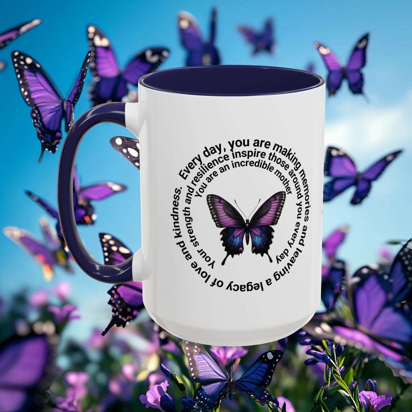 Elegant Butterfly Accent Coffee Mug - Circel Affirmation design for Mom